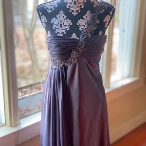 Grey satin formal dress